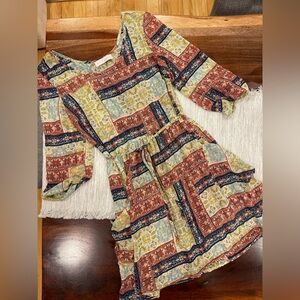 Band of Gypsies Boho Floral Print Chiffon Mini Dress w/ Pockets Cover-up size S